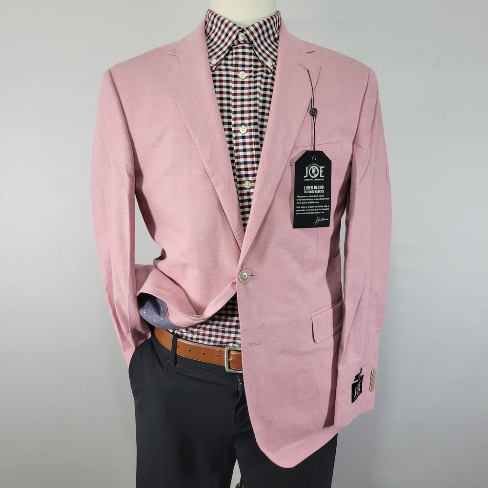 Joseph Abboud Men's Sport Coat Blazer Pink Cotton Linen Blend Slim 42R NEW